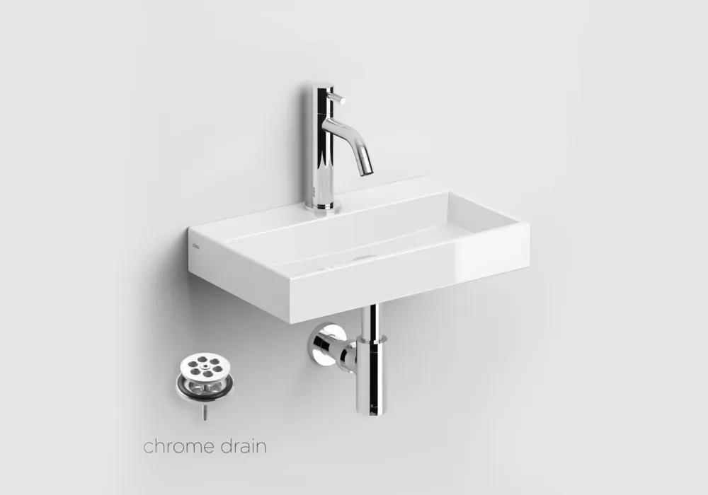 Merkproduct Clou Mini Wash Me keramische fontein 38cm wit glans met Freddo toiletkraan chroom
