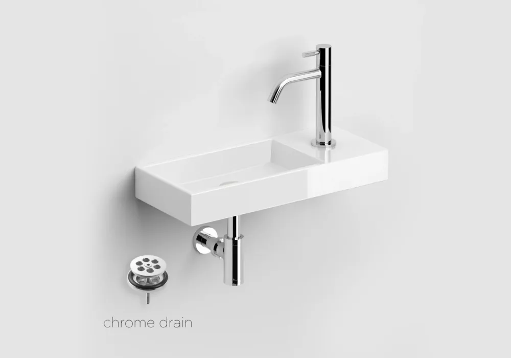 Clou Mini Wash Me keramische fontein 45cm wit glans met Freddo toiletkraan chroom Hoge Kwaliteit