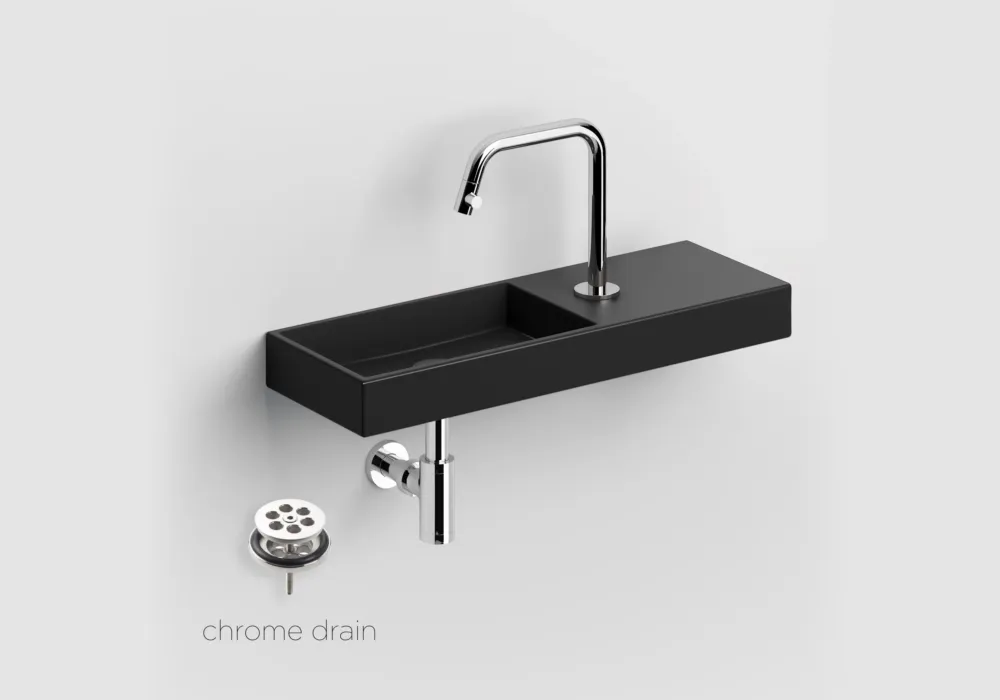 Clou Mini Wash Me keramische fontein 56cm zwart mat met Kaldur toiletkraan chroom Gereduceerde Prijs