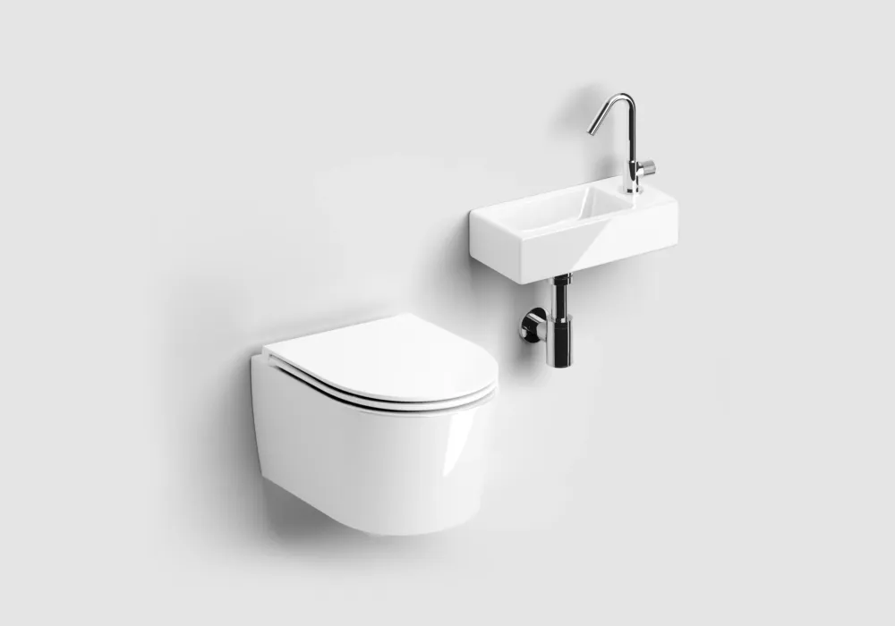 Express Levering Clou InBe toiletruimte set met randloos toilet en fonteinset