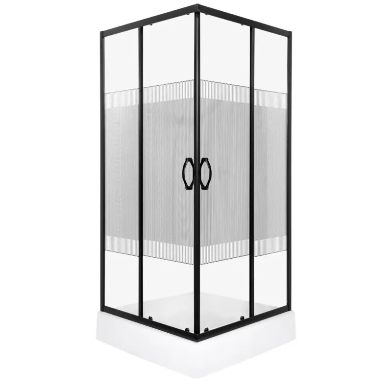 Kerra Xenia douchecabine met douchebak en schuifdeur 80x80cm zwart mat Bestel Nu