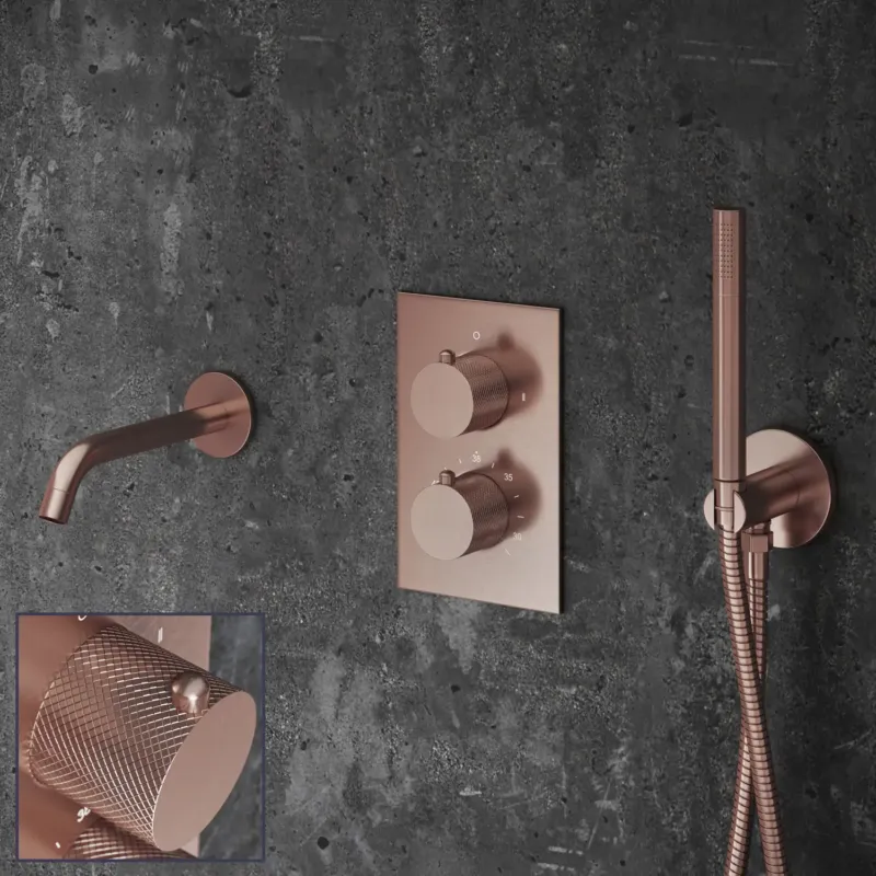 Saniclear Copper Curved inbouw badkraan geborsteld koper Lage Kosten