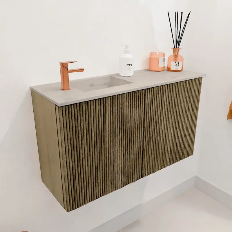 Mondiaz Joya DLux 70cm toiletmeubel dusk met wastafel faye links 1 kraangat opalo Alleen Vandaag