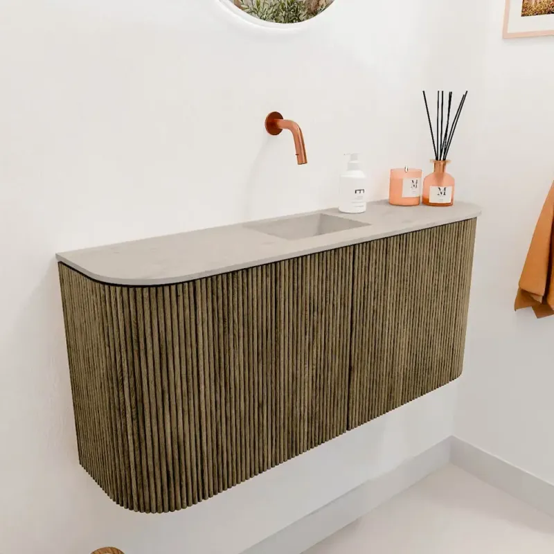 Gereduceerde Prijs Mondiaz Joya DLux 95cm toiletmeubel ronding links/rechts dusk met wastafel faye midden zonder kraangat opalo