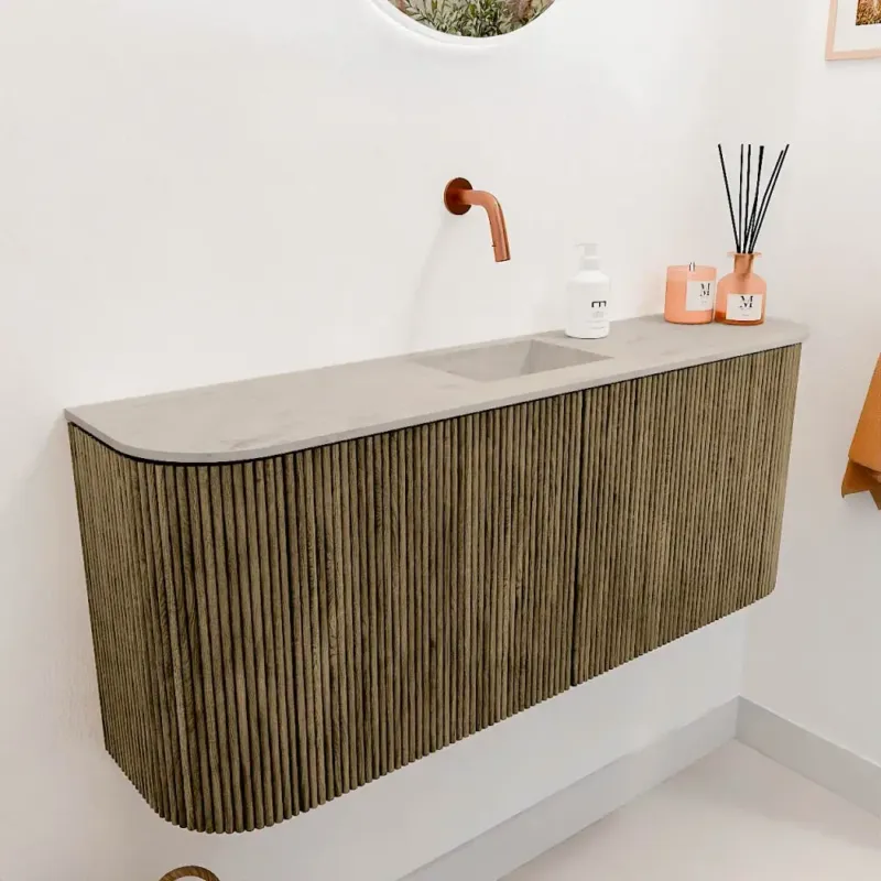 Mondiaz Joya DLux 105cm toiletmeubel ronding links/rechts dusk met wastafel faye midden zonder kraangat opalo Rechtstreeks Van De Fabrikant