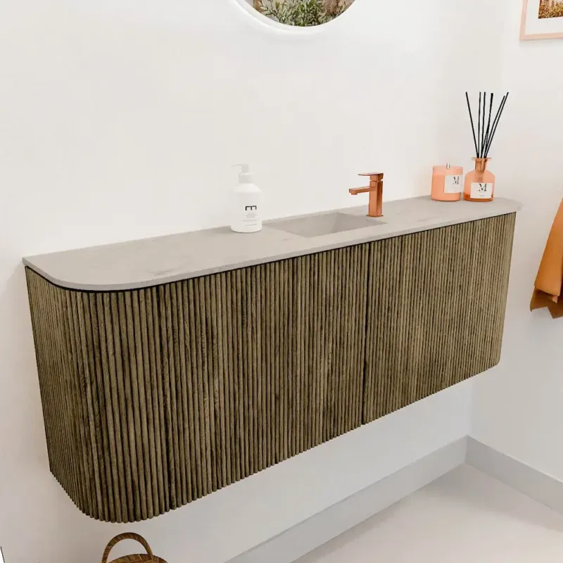 Mondiaz Joya DLux 115cm toiletmeubel ronding links/rechts dusk met wastafel faye midden 1 kraangat opalo Exclusieve Aanbieding