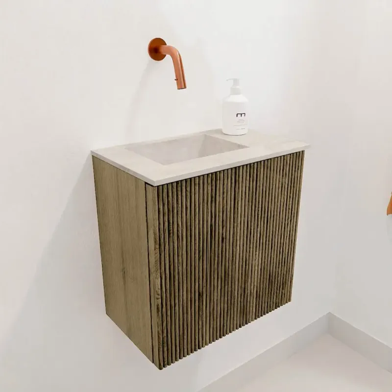 Beperkte Voorraad Mondiaz Joya DLux 40cm toiletmeubel dusk met wastafel faye links zonder kraangat ostra