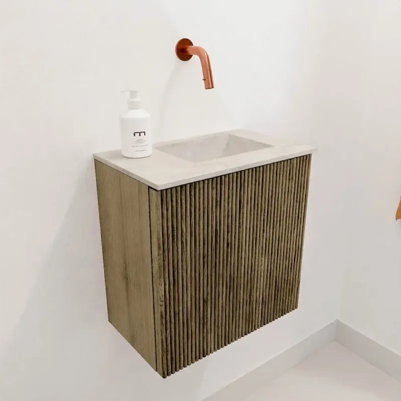 Mondiaz Joya DLux 40cm toiletmeubel dusk met wastafel faye rechts zonder kraangat ostra Populair
