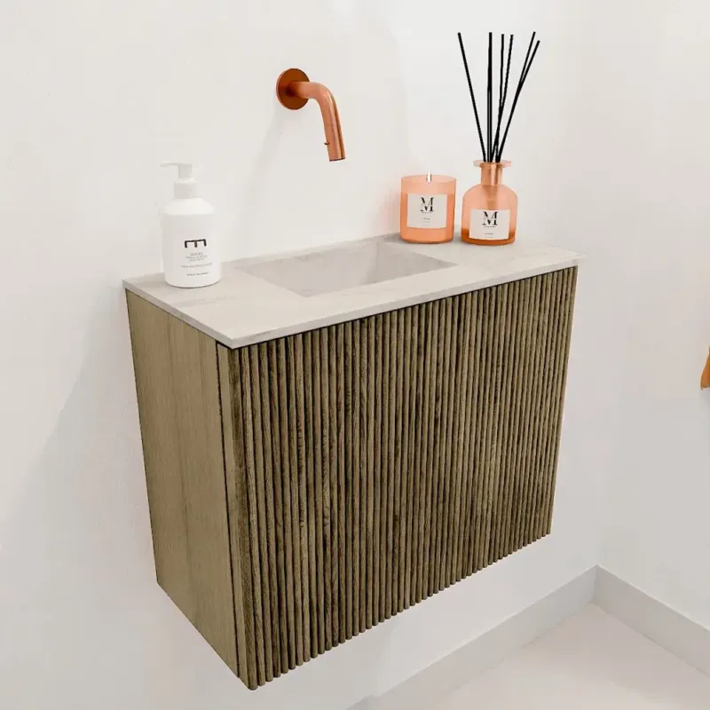 Mondiaz Joya DLux 50cm toiletmeubel dusk met wastafel faye links zonder kraangat ostra Op = Op