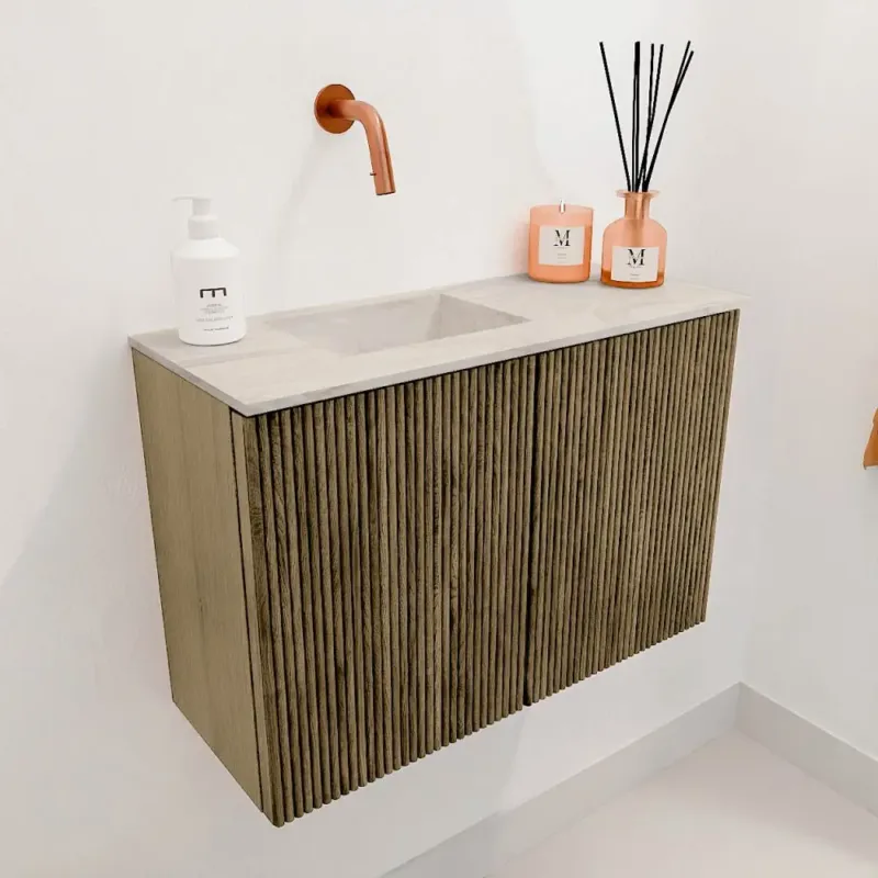 Mondiaz Joya DLux 60cm toiletmeubel dusk met wastafel faye links zonder kraangat ostra Superprijs
