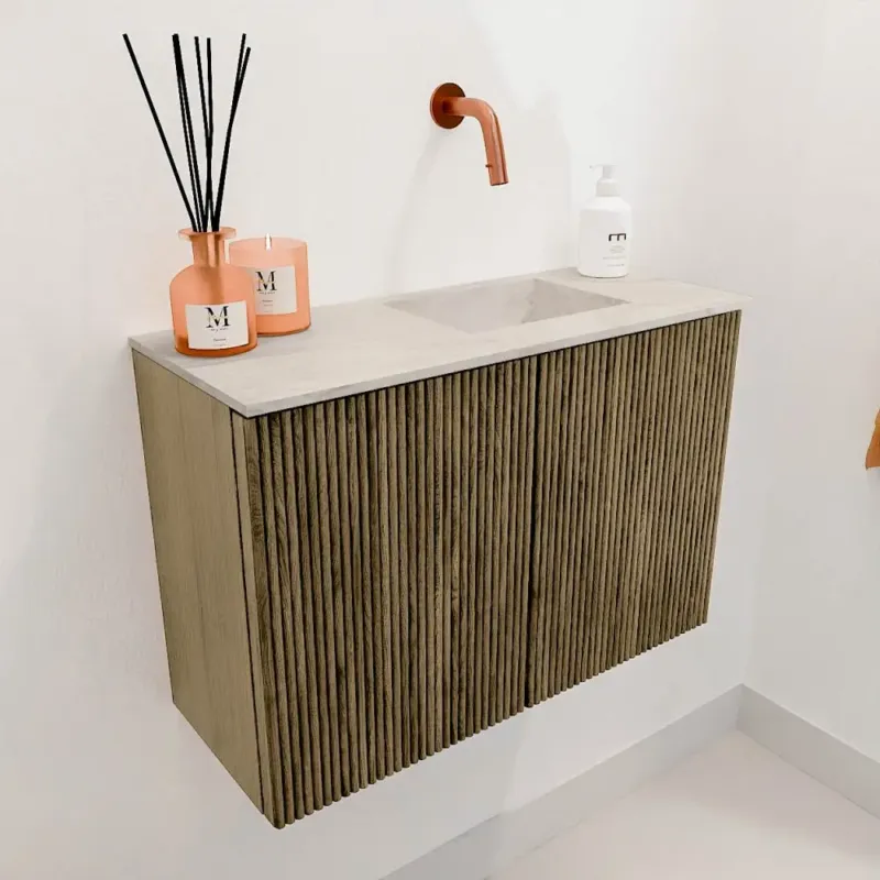Mondiaz Joya DLux 60cm toiletmeubel dusk met wastafel faye rechts zonder kraangat ostra Beste Prijs
