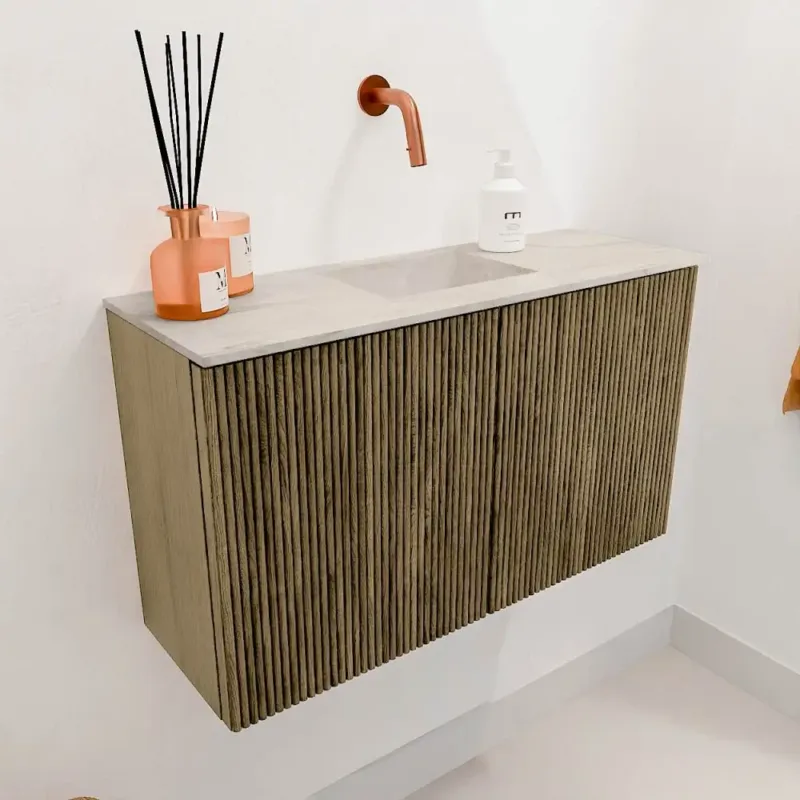 Nieuw Mondiaz Joya DLux 70cm toiletmeubel dusk met wastafel faye midden zonder kraangat ostra