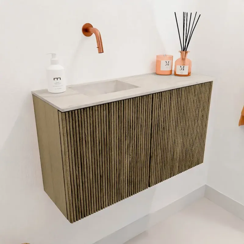 Nieuw Mondiaz Joya DLux 70cm toiletmeubel dusk met wastafel faye links zonder kraangat ostra
