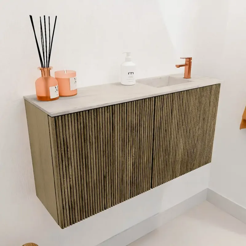 Must-Have Mondiaz Joya DLux 80cm toiletmeubel dusk met wastafel faye rechts 1 kraangat ostra