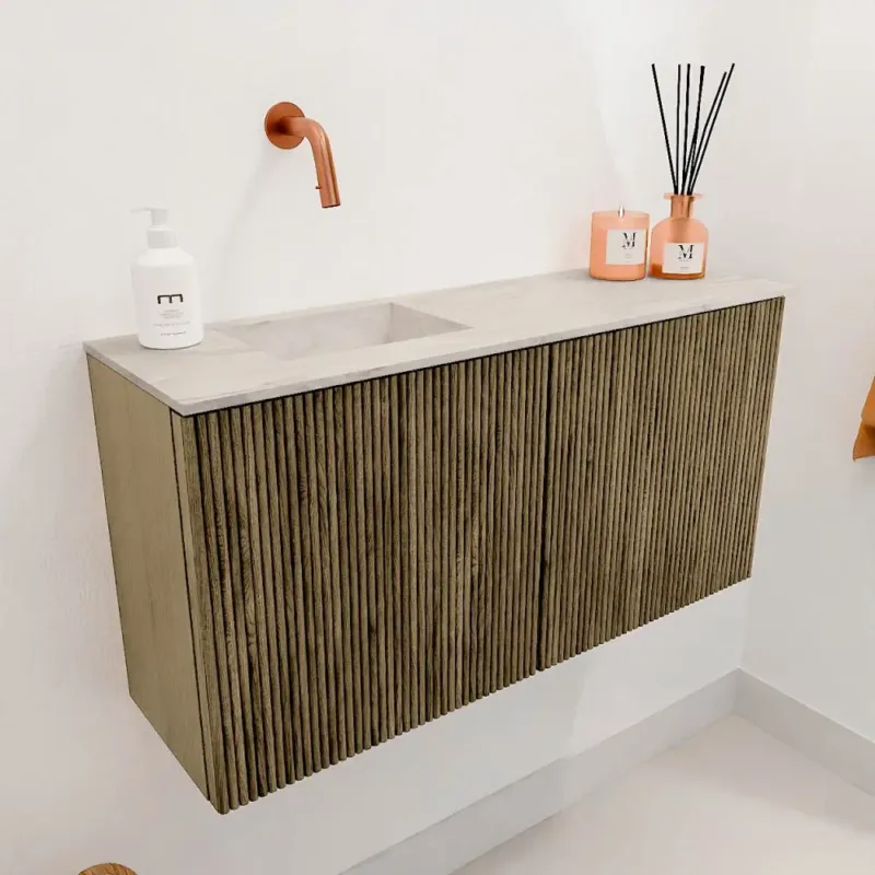 Mondiaz Joya DLux 80cm toiletmeubel dusk met wastafel faye links zonder kraangat ostra Express Levering