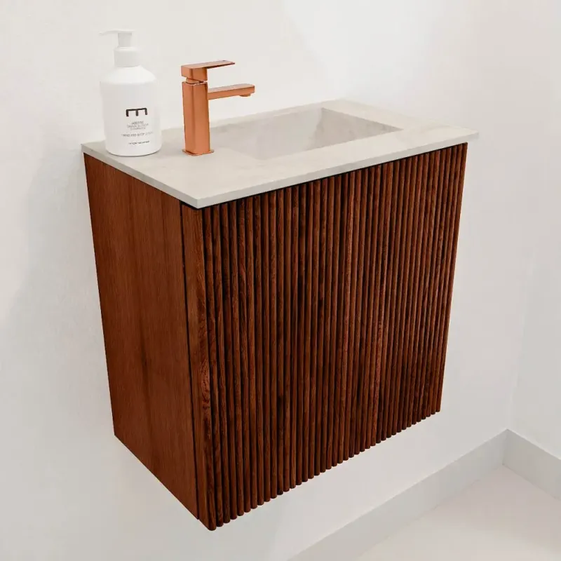 Mondiaz Joya DLux 40cm toiletmeubel ruby met wastafel faye rechts 1 kraangat ostra Flitsaanbieding