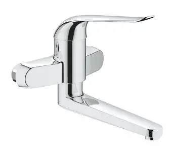 Grohe Euroeco Special wandkraan z. koppelingen m. hendel 17cm HOH=15cm draaibare uitloop 21.9cm chroom Lage Kosten
