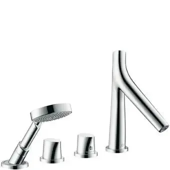 Hansgrohe AXOR Starck Organic afbouwdeel v. 4-gats badrandkraan thermostatisch m. Raindance S 100 Air 1 jet handdouche m. douches chroom Fabrieksprijs