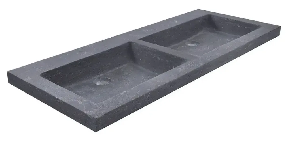 Shop Nu Mueller Double natuursteen wastafel 120x46cm 2 kraangaten