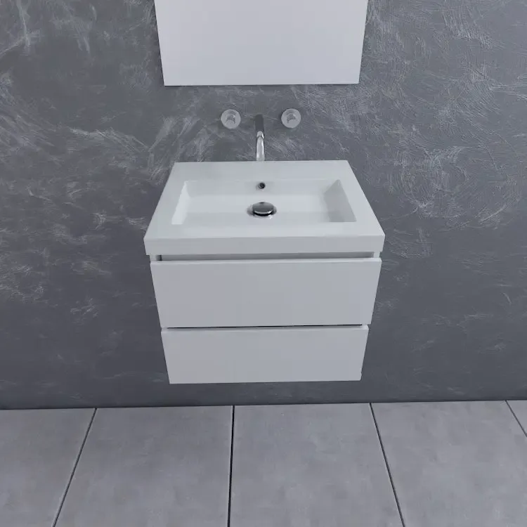 Exclusieve Aanbieding Mueller Combo badkamermeubel 60cm hoogglans wit 0 kraangaten