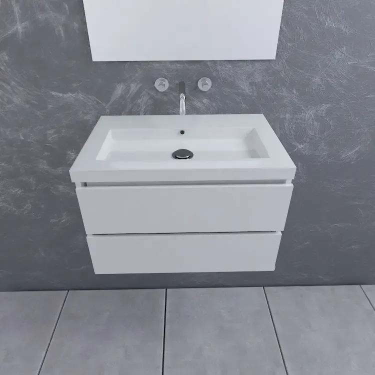 Nu Kopen Mueller Combo badmeubel 80cm hoogglans wit 0 kraangaten