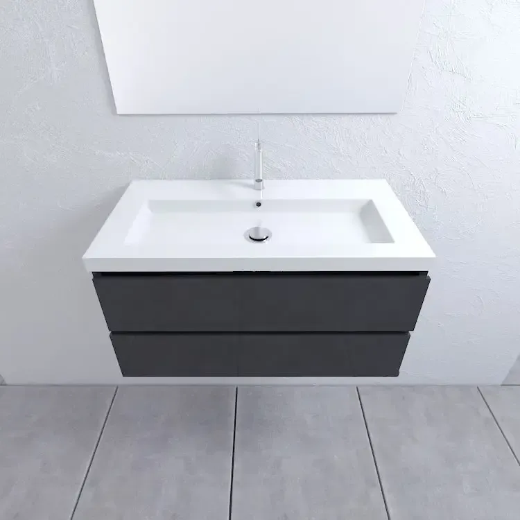 Must-Have Mueller Combo badkamermeubel 100cm hoogglans antraciet 1 kraangat