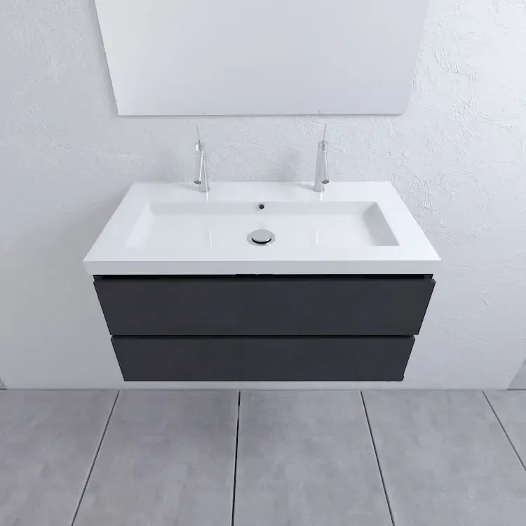 Favoriet Mueller Combo badmeubel 100cm hoogglans antraciet 2 kraangaten