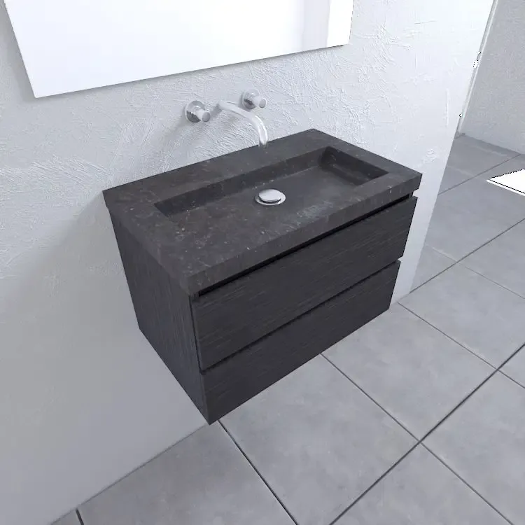 Mueller Salvador badkamermeubel houtnerf grijs 80cm 0 kraangaten Merkproduct