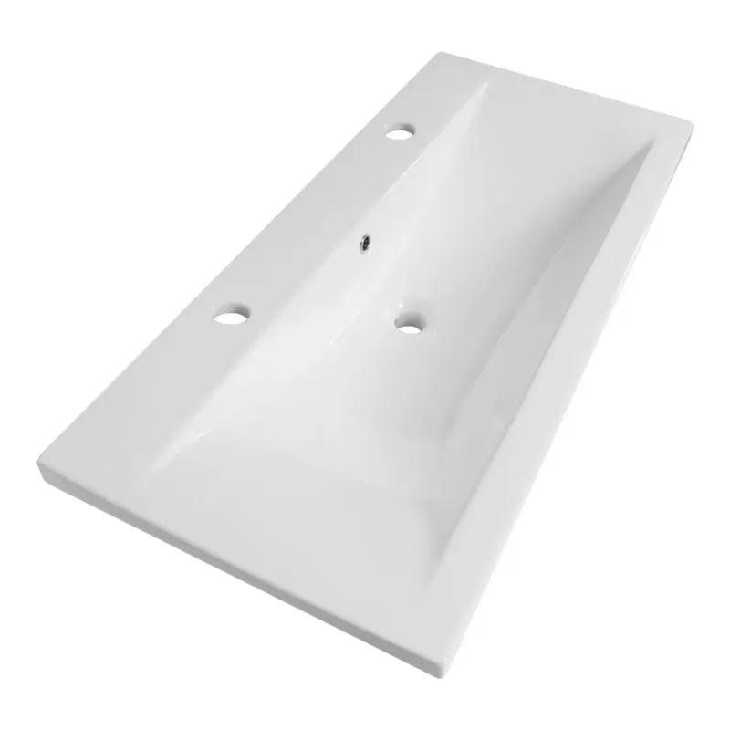 Uitverkoop Brauer Halo wastafel keramiek 100cm met 2 kraangaten wit glans