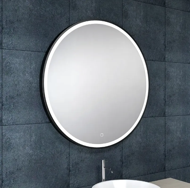 Betrouwbaar Mueller Celin ronde spiegel met LED verlichting 80cm zwart mat