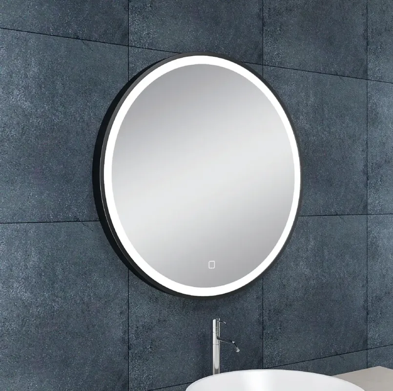 Alleen Vandaag Mueller Celin ronde spiegel met LED verlichting 60cm zwart mat