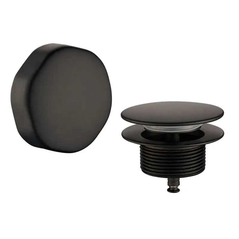 Veilige Betaling Mueller knop/plug badoverloopcombinatie in mat zwart