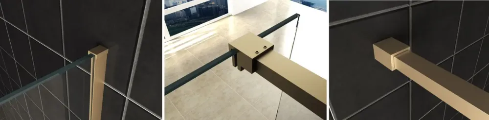 Mueller Slimline muurprofiel met stabilisatiestang 120cm geborsteld messing goud Uitverkoop