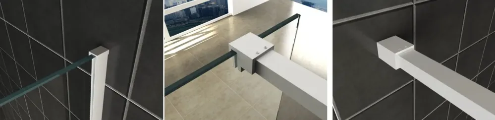 Beperkte Voorraad Mueller Slimline muurprofiel met stabilisatiestang 120cm mat wit