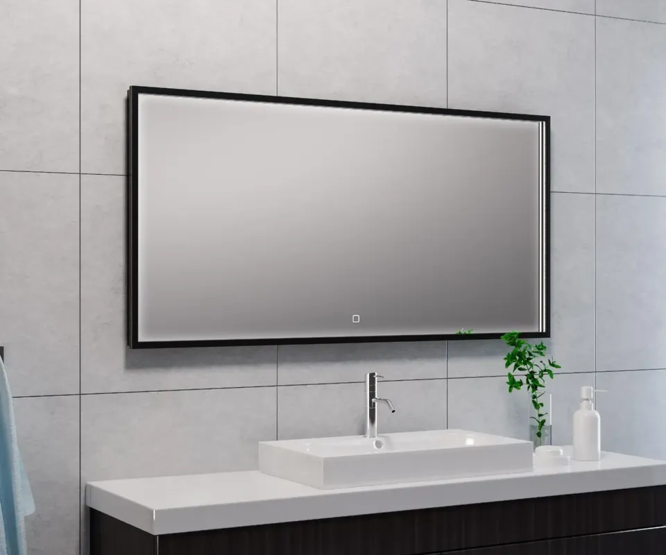Mueller Square LED spiegel 120x60cm mat zwart met spiegelverwarming Alleen Vandaag