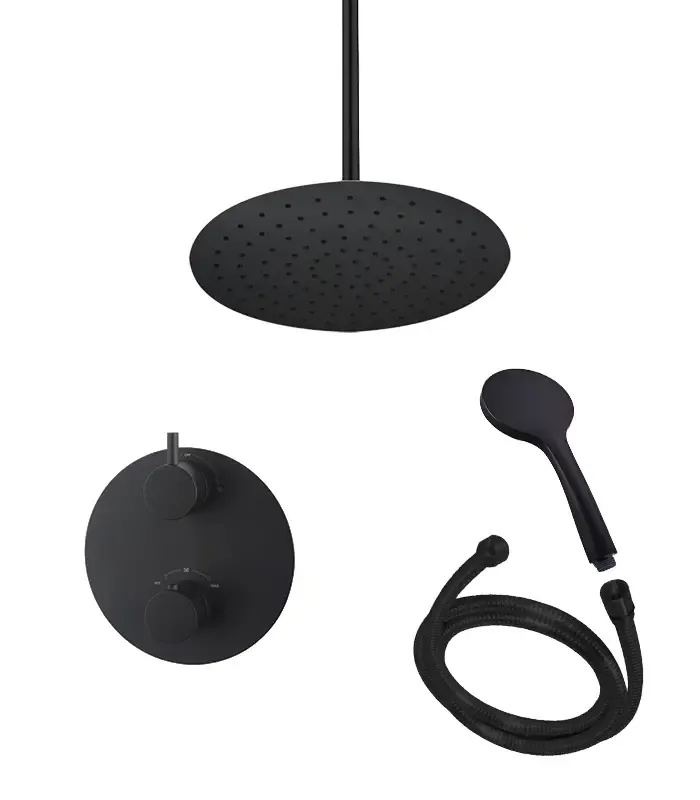 Mueller Round complete inbouw regendoucheset mat zwart zelf samen te stellen Gratis Retour