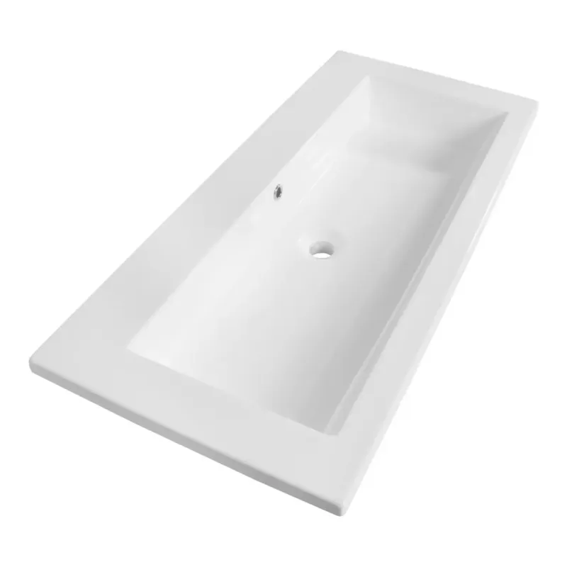 Laatste Versie Brauer Solar Slim wastafel mineraalmarmer 100cm zonder kraangat wit glans