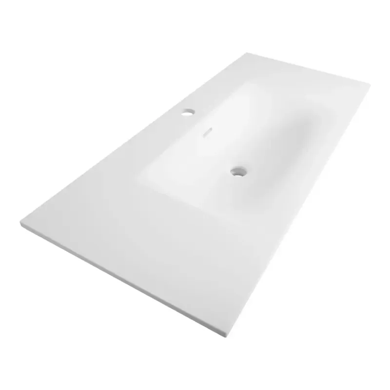 Express Levering Brauer Glacier wastafel fine stone 100cm met kraangat wit mat