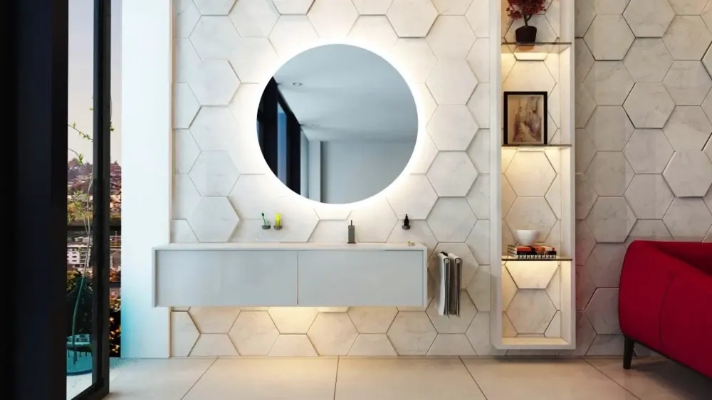 Koop Vandaag Gliss Design Oko ronde spiegel met verlichting en verwarming 100cm