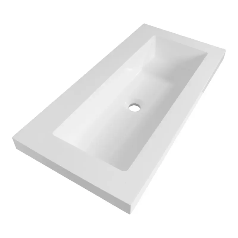 Betaalbaar Brauer Spring wastafel mineraalmarmer 80cm zonder kraangat wit glans