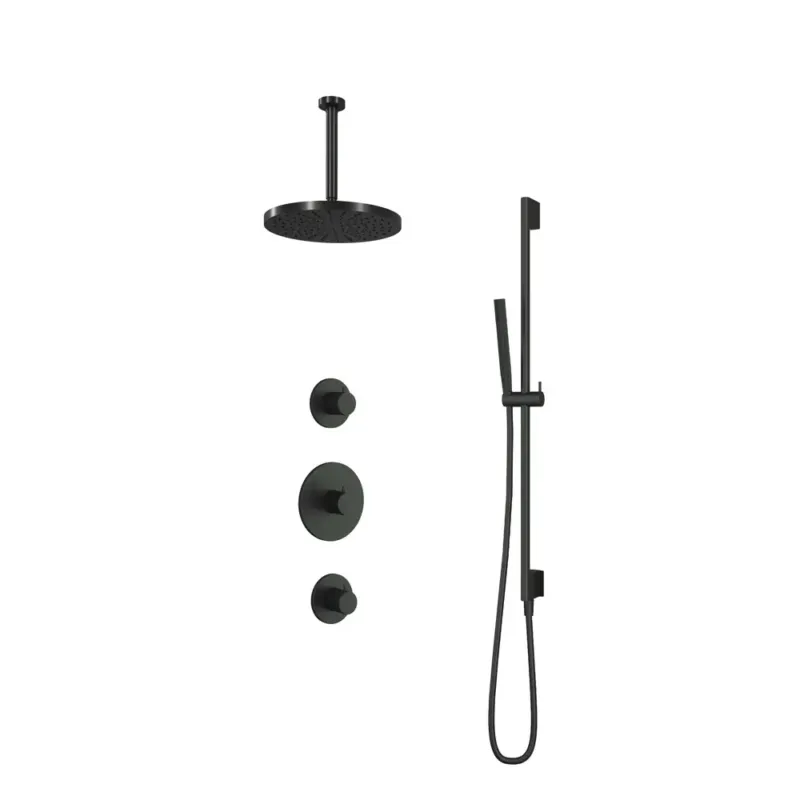 Merkproduct Hotbath Cobber IBS20GN inbouwdouche met 30cm plafondbuis, 30cm hoofddouche en glijstang geborsteld nikkel