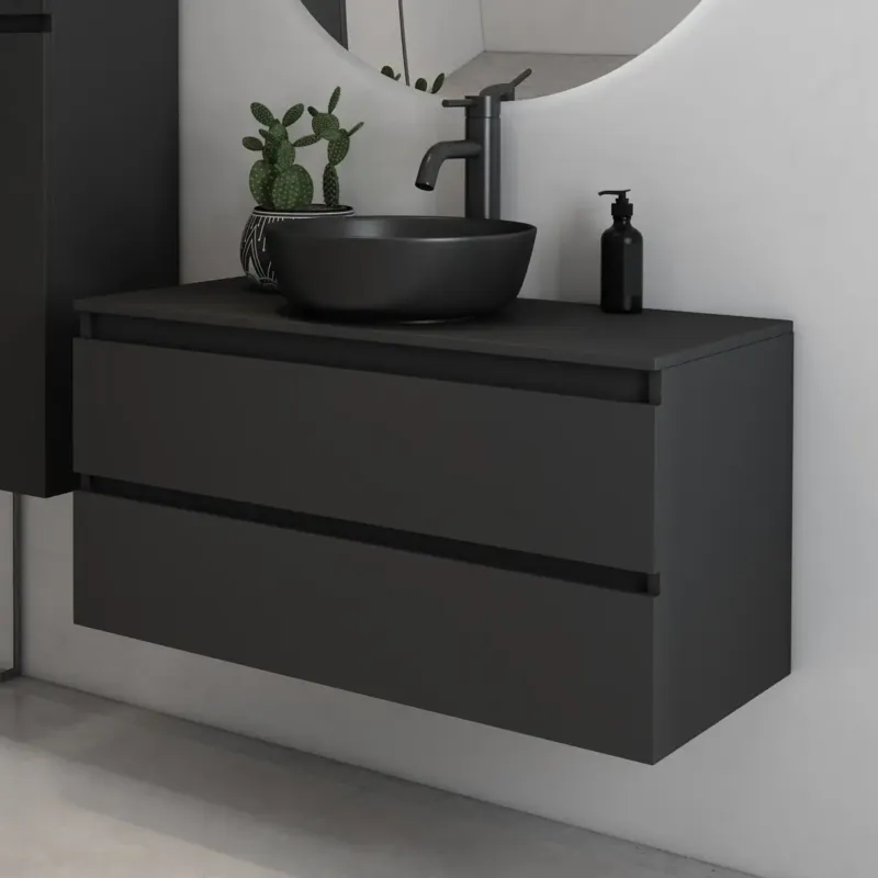 Alleen Vandaag Fontana Proma badkamermeubel 100cm zonder kom zwart mat
