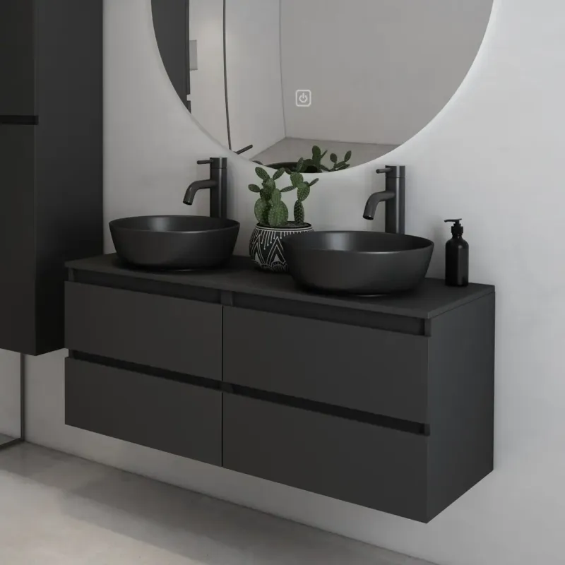 Nu Kopen Fontana Proma badkamermeubel 120cm zonder kom zwart mat