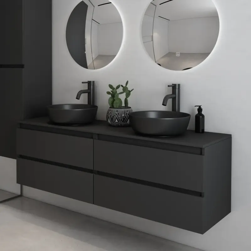 Direct Beschikbaar Fontana Proma badkamermeubel 160cm zonder kom zwart mat