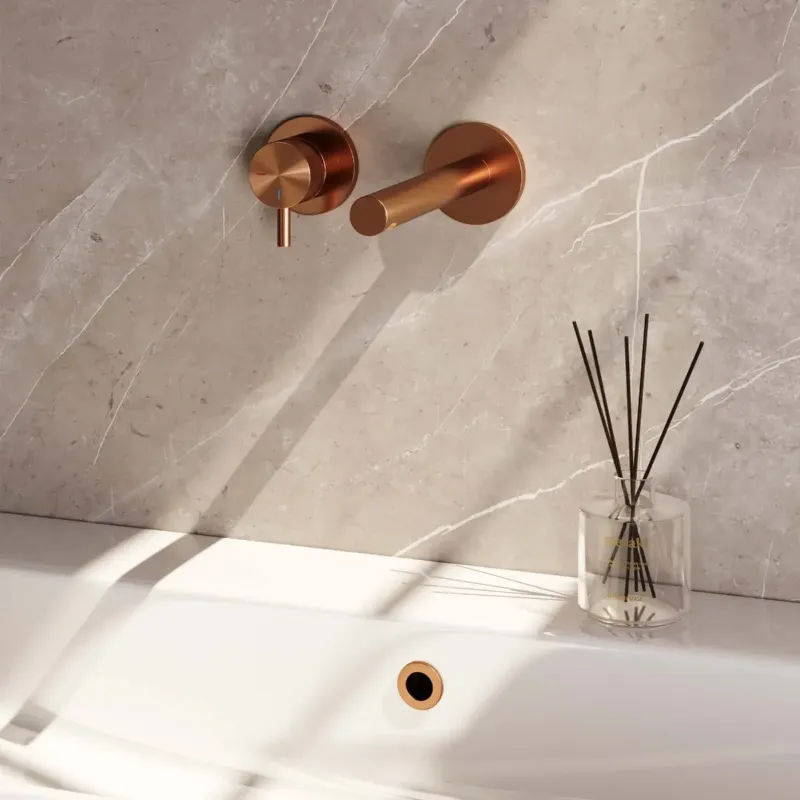 Betrouwbaar Brauer Copper Edition ColdStart wastafelkraan inbouw rechte uitloop en rozetten model B2 koper geborsteld PVD