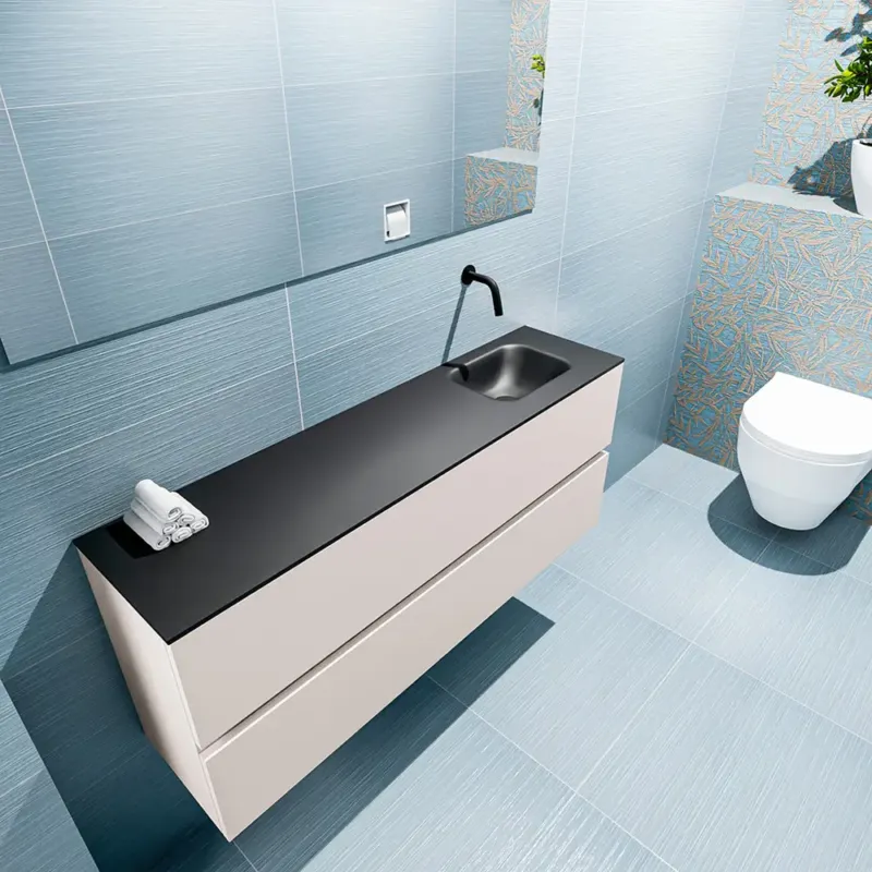 Beperkte Voorraad Mondiaz Ada 120cm toiletmeubel linen met wastafel urban rechts zonder kraangat