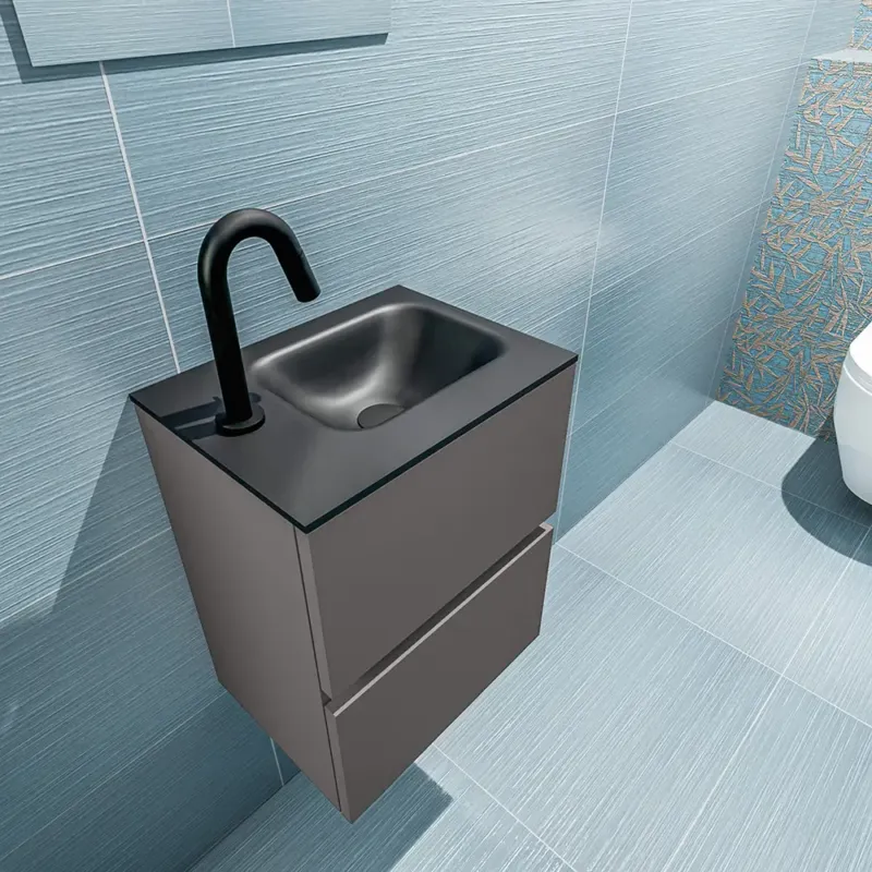 Mondiaz Ada 40cm toiletmeubel dark grey met wastafel urban rechts 1 kraangat Betrouwbaar