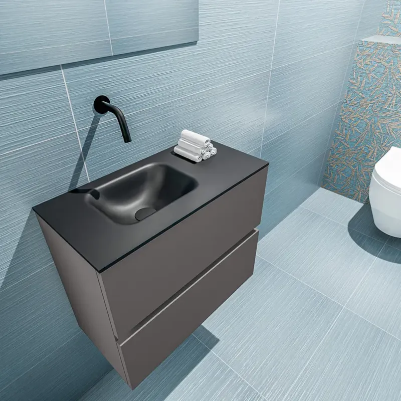 Mondiaz Ada 60cm toiletmeubel dark grey met wastafel urban links zonder kraangat Beperkte Voorraad