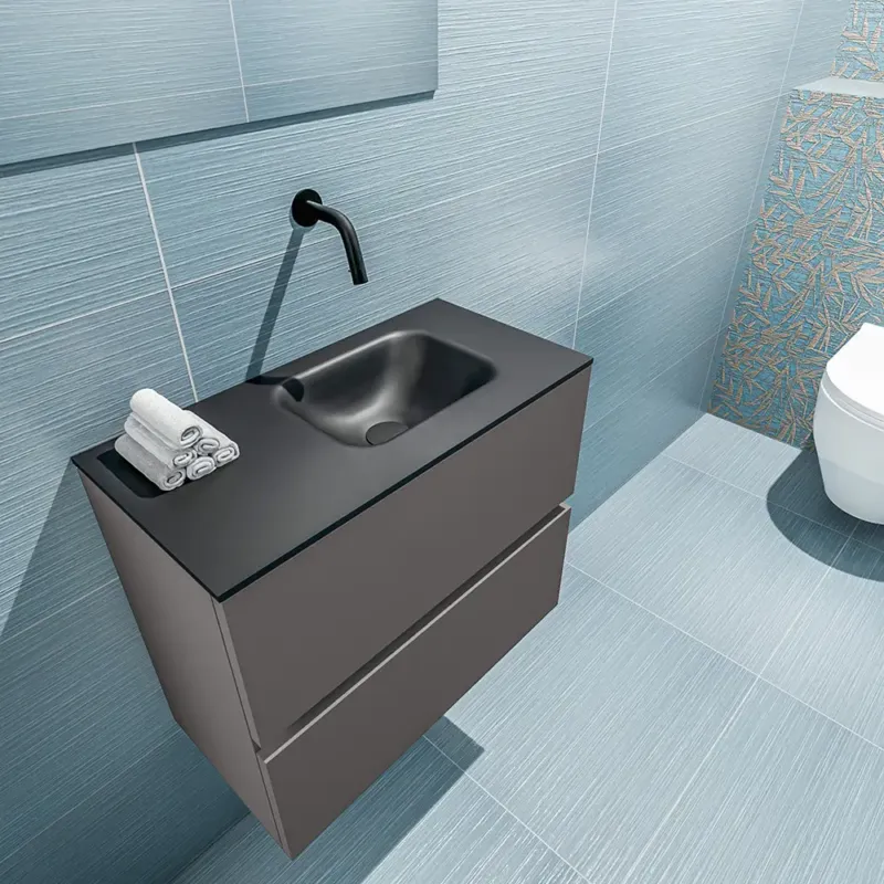 Shop Nu Mondiaz Ada 60cm toiletmeubel dark grey met wastafel urban rechts zonder kraangat