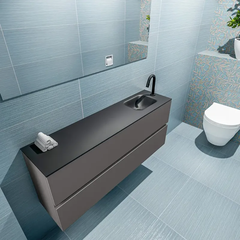 Populair Mondiaz Ada 120cm toiletmeubel dark grey met wastafel urban rechts 1 kraangat